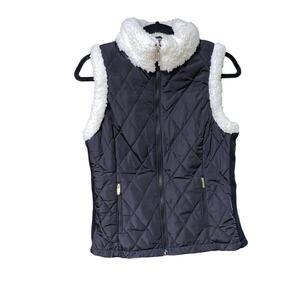 Calvin Klein Black Diamon Sherpa Zip Up Vest Size Small